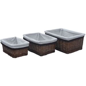 vidaXL Ensemble de paniers gigognes 3 pcs Marron Saule Brun - Publicité