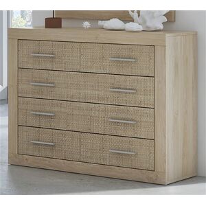 Non communiqué Buffet commode, meuble de rangement coloris chene cambrian, effet textile - Longueur 98 x Profondeur 39,6 x Hauteur 81,5 cm -PEGANE- Bois - Publicité