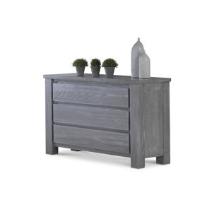 Tousmesmeubles Commode 3 tiroirs Bois massif Gris - GABRIEL - L 120 x l 45 x H 78 cm - Publicité