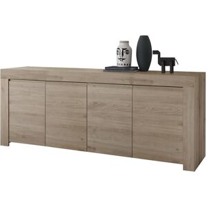 Tousmesmeubles Buffet moderne en bois 4 portes Chêne naturel - PISE