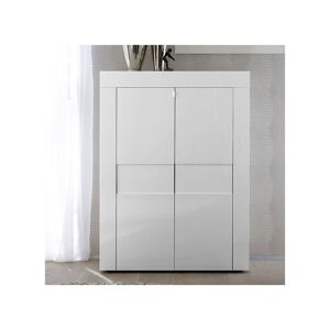 Tousmesmeubles Vaisselier 2 portes laqué Blanc brillant - TRANI - L 92 x l 42 x H 115 cm