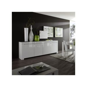 Tousmesmeubles Buffet moderne en bois 4 portes blanc laque brillant - PISA