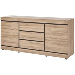 Tousmesmeubles Buffet moderne en bois 2 portes 3 tiroirs Chene naturel - COURTRAI