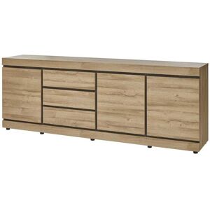 Tousmesmeubles Buffet moderne en bois 3 portes 3 tiroirs Chene naturel - COURTRAI