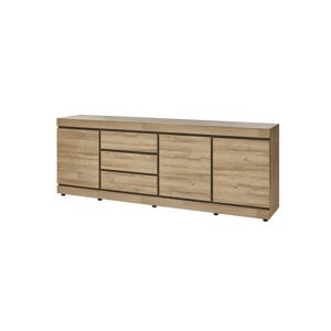 Tousmesmeubles Buffet moderne en bois 3 portes 3 tiroirs Chêne naturel - COURTRAI