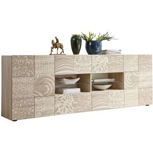 Tousmesmeubles Buffet moderne en bois 2 portes 4 tiroirs Chene clair - BARI