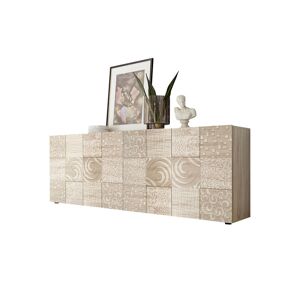 Tousmesmeubles Buffet moderne en bois 4 portes Chene clair - BARI