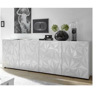 Tousmesmeubles Buffet moderne en bois 4 portes blanc laque brillant - KIOO