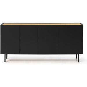 Tousmesmeubles Buffet design moderne en bois et metal 4 portes Noir/Chene - TEULAT ARISTA