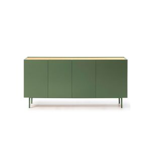 Tousmesmeubles Buffet design moderne en bois et metal 4 portes Vert/Chene - TEULAT ARISTA