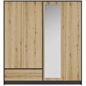 Tousmesmeubles Armoire 4 portes 1 tiroir Chene Noir - FIP - L 197 x l 61 x H 213 cm