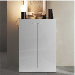 Tousmesmeubles Meuble d'entree 2 portes Blanc laque brillant - MATERA - L 78 x l 35 x H 116 cm