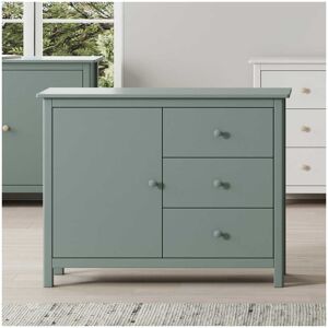 Tousmesmeubles Commode 1 porte 3 tiroirs en pin laque Vert - PETROLE - L 130 x l 40 x H 80 cm