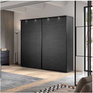 Tousmesmeubles Armoire 2 portes coulissantes 245 cm Bois Noir - UNYS - L 245 x l 63 x H 221 cm