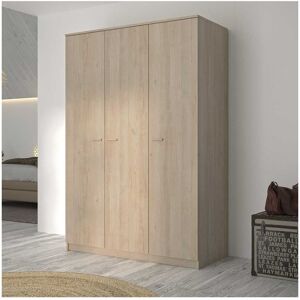 Tousmesmeubles Armoire 3 portes Chene blond - MAILLE - L 136 x l 60 x H 200 cm