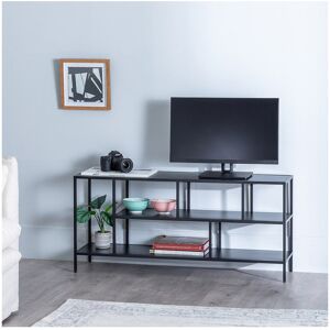 Tousmesmeubles Meuble TV GM metal Noir - URBAN - L 90 x l 28 x H 70 cm