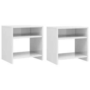 800022 vidaXL Tables de chevet 2pcs Blanc brillant 40x30x40cm bois ingénierie - Publicité