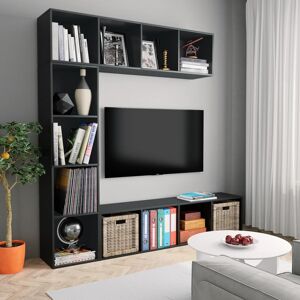 278789 vidaXL Ensemble de bibliothèque/meuble TV 3 pcs Noir 180x30x180 cm - Publicité