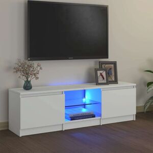 804283 vidaXL Meuble TV avec lumières LED Blanc 120x30x35,5 cm - Publicité
