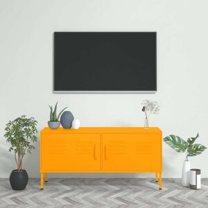 336227 vidaXL Meuble TV Jaune moutarde 105x35x50 cm Acier - Publicité