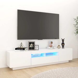 3081897 vidaXL Meuble TV avec lumières LED Blanc 180x35x40 cm - Publicité