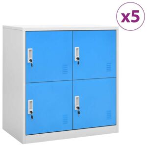 3095228 vidaXL Armoires à casiers 5 pcs Gris clair et bleu 90x45x92,5 cm Acier - Publicité