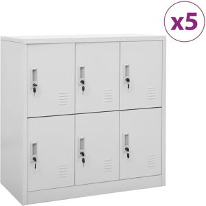 3095235 vidaXL Armoires à casiers 5 pcs Gris clair 90x45x92,5 cm Acier - Publicité