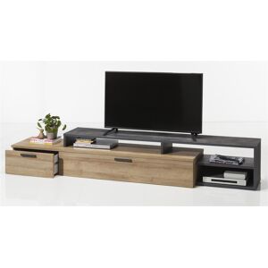 Venetacasa Meuble TV moderne avec tiroir et compartiments 270,5 cm noir et chêne