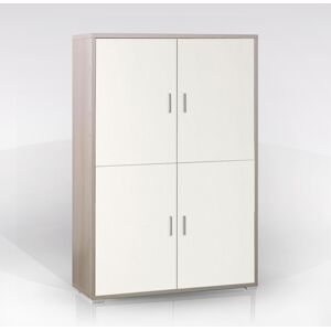 Venetacasa Armoire moderne 4 portes 107x162H cm couleur orme et blanc flammé