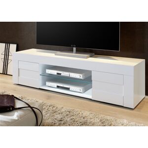 Venetacasa Meuble TV moderne avec 2 portes et tablette en verre cm 181 blanc brillant