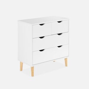 sweeek Commode pour enfant. 4 tiroirs. pieds en pin - Blanc - Publicité