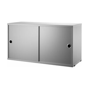 Caisson 2 portes coulissantes en MDF gris 78 x 30 x 42 cm - String furniture - Publicité