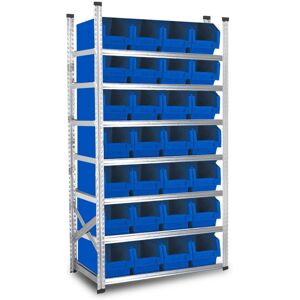 Axess Industries rayonnage avec 28 bacs a bec de 25 litres