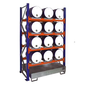 Bauer rayonnage de 9 a 12 futs de 60 l avec bac de retention acier   capacite...