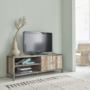 Berah Getah Meuble TV en bois recycle et metal 150 cm