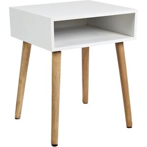 Table de chevet bicolore - 1 niche - Blancheporte Blanc Unite