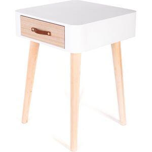 Table de chevet bicolore 1 tiroir - Blancheporte Blanc Unite