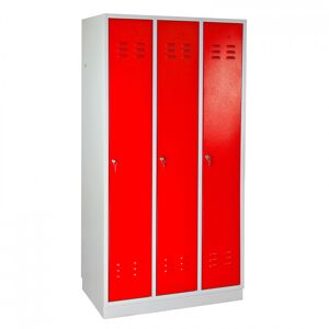 ADB Armoire vestiaire 3 portes Rouge - 890 x 500 x 1775 mm