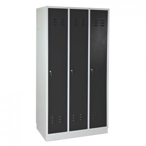 ADB Armoire vestiaire 3 portes Gris anthracite - 890 x 500 x 1775 mm