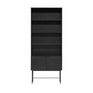 Drawer Molly - Bibliothèque 4 niches, 2 portes en bois et métal H200cm - Couleur - Noir