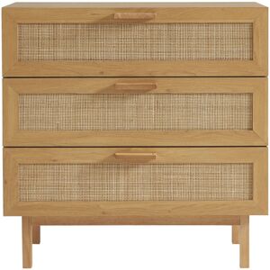 Drawer June - Commode 3 tiroirs en bois et cannage L85cm - Couleur - Bois clair