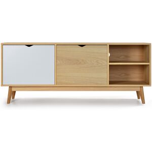 Drawer Ström - Meuble TV design 2 portes chêne - Couleur - Porte blanche