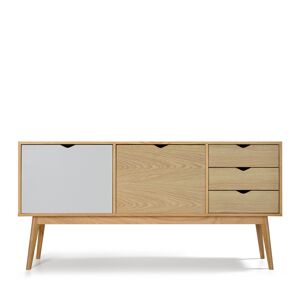 Drawer Ström - Buffet design 2 portes 3 tiroirs chêne - Couleur - Porte blanche