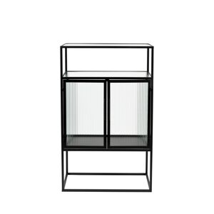 Dutchbone Boli - Vitrine 2 portes en métal et verre trempé 105x65cm - Couleur - Noir