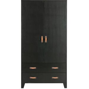 Woood Dian - Armoire vestiaire pour enfant 2 portes 2 tiroirs - Couleur - Noir