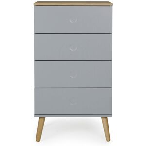 Tenzo Dot - Petit meuble de rangement en bois 4 tiroirs H98cm - Couleur - Gris clair