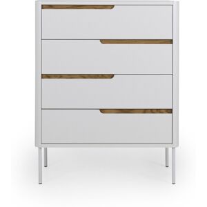 Tenzo Switch - Commode en bois 4 tiroirs L80cm - Couleur - Blanc