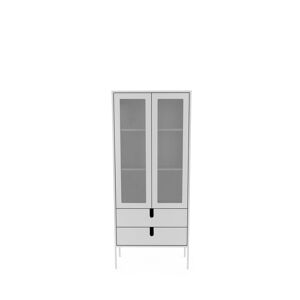 Tenzo Uno - Vitrine en bois 2 portes 2 tiroirs H178cm - Couleur - Blanc
