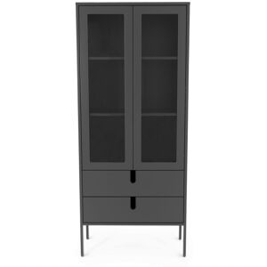 Tenzo Uno - Vitrine en bois 2 portes 2 tiroirs H178cm - Couleur - Gris anthracite