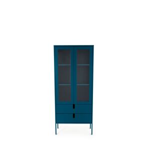 Tenzo Uno - Vitrine en bois 2 portes 2 tiroirs H178cm - Couleur - Bleu Canard